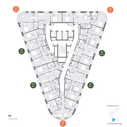 Планировка 4+ комнатной(квартира) площадью 96.9 квадратных метров в ЖК “ЖК Родина Переделкино”