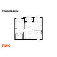 Планировка двухкомнатной(квартира) площадью 58.8 квадратных метров в “ЖК Ярославский”