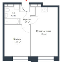 Планировка двухкомнатной(квартира) площадью 41.4 квадратных метров в “ЖК Ривер Парк Коломенский”