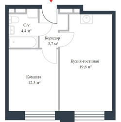 Планировка двухкомнатной(квартира) площадью 41.4 квадратных метров в “ЖК Ривер Парк Коломенский”