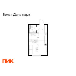 Планировка студии(квартира) площадью 24.8 квадратных метров в ЖК “ЖК Белая Дача парк”