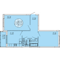 Планировка двухкомнатной(квартира) площадью 63.97 квадратных метров в “ЖК Шолохово”