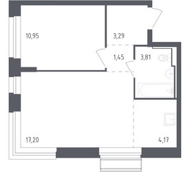 Планировка однокомнатной(квартира) площадью 40.87 квадратных метров в ЖК “ЖК Рублевский Квартал”