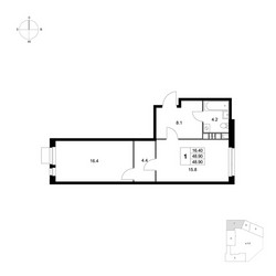 Планировка однокомнатной(квартира) площадью 48.9 квадратных метров в ЖК “ЖК Легенда Марусино”
