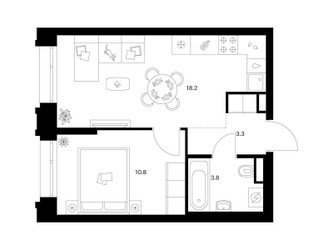 Планировка однокомнатной(квартира) площадью 36.1 квадратных метров в ЖК “ЖК Середневский лес”