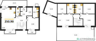Планировка трехкомнатной(квартира) площадью 250.9 квадратных метров в “ЖК Прайм квартал Отрада на реке”