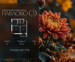 Планировка двухкомнатной(квартира) площадью 53.2 квадратных метров в “Павлово 3”