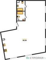 Планировка двухкомнатной(квартира) площадью 91.3 квадратных метров в “Квартал Foriver”
