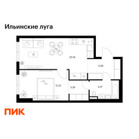 Планировка однокомнатной(квартира) площадью 45.65 квадратных метров в “ЖК Ильинские луга”
