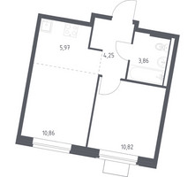 Планировка однокомнатной(квартира) площадью 35.76 квадратных метров в “ЖК Квартал Западный”