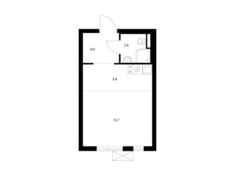 Планировка студии(квартира) площадью 24.7 квадратных метров в ЖК “ЖК Яуза Парк (Мытищи)”