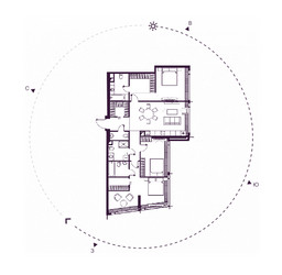 Планировка трехкомнатной(квартира) площадью 126.25 квадратных метров в ЖК “ЖК Дом Дау”