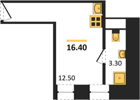 Планировка студии(квартира) площадью 16 квадратных метров в “ЖК Лофт Центросоюзный 13с2”