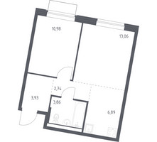 Планировка однокомнатной(квартира) площадью 41.46 квадратных метров в “ЖК Квартал Западный”