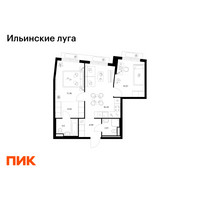 Планировка двухкомнатной(квартира) площадью 53.09 квадратных метров в “ЖК Ильинские луга”