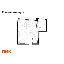 Планировка двухкомнатной(квартира) площадью 53.09 квадратных метров в ЖК “ЖК Ильинские луга”