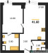Планировка однокомнатной(квартира) площадью 41.6 квадратных метров в “ICE TOWERS (Айс Тауэрс)”