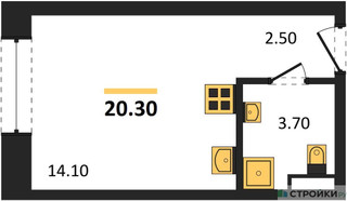 Планировка студии(квартира) площадью 20.3 квадратных метров в “ЖК ЗИЛАРТ”