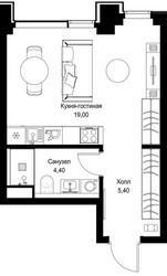 Планировка студии(квартира) площадью 28.8 квадратных метров в ЖК “Мультиквартал СИТИДЗЕН”