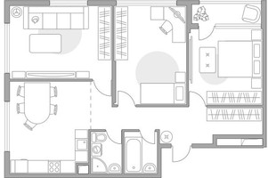 Планировка трехкомнатной(квартира) площадью 86.5 квадратных метров в “ЖК Бригантина”