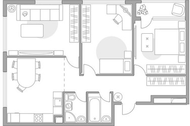Планировка трехкомнатной(квартира) площадью 86.5 квадратных метров в ЖК “ЖК Бригантина”