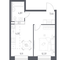 Планировка однокомнатной(квартира) площадью 37.81 квадратных метров в “ЖК ЭкоБунино (Южное Бунино)”