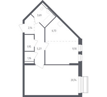 Планировка однокомнатной(квартира) площадью 51.38 квадратных метров в “ЖК Рублевский Квартал”