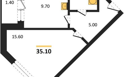 Планировка однокомнатной(квартира) площадью 35.1 квадратных метров в ЖК “ЖК Малиново”