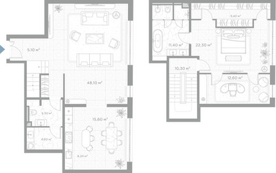 Планировка однокомнатной(квартира) площадью 152.9 квадратных метров в ЖК “ЖК Николь”