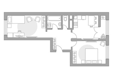 Планировка двухкомнатной(квартира) площадью 53.18 квадратных метров в ЖК “ЖК Пехра”