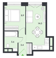 Планировка однокомнатной(квартира) площадью 29.8 квадратных метров в “ЖК Balance (Баланс)”