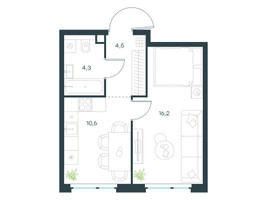 Планировка однокомнатной(квартира) площадью 35.6 квадратных метров в “ЖК Level Мичуринский”