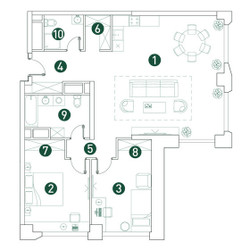 Планировка трехкомнатной(квартира) площадью 100.9 квадратных метров в ЖК “ЖК Вэри на Ботанической”