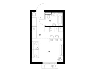 Планировка студии(квартира) площадью 23.7 квадратных метров в ЖК “ЖК Ильинские луга”