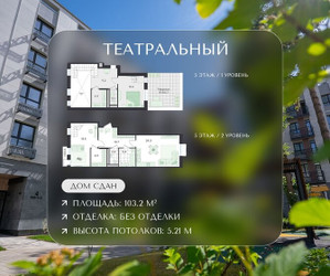 Планировка трехкомнатной(квартира) площадью 103.2 квадратных метров в ЖК “ЖК Театральный”