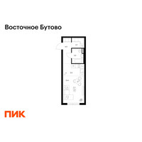 Планировка студии(квартира) площадью 28.6 квадратных метров в “ЖК Восточное Бутово”