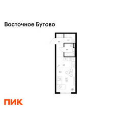 Планировка студии(квартира) площадью 28.6 квадратных метров в ЖК “ЖК Восточное Бутово”
