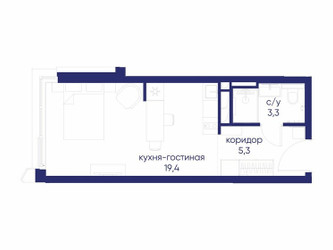 Планировка студии(квартира) площадью 28.02 квадратных метров в ЖК “ЖК Остров”