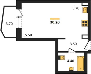Планировка студии(квартира) площадью 30.2 квадратных метров в ЖК “ЖК "Коллекция"”