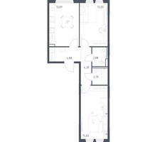Планировка двухкомнатной(квартира) площадью 57.52 квадратных метров в “ЖК Пригород Лесное”