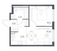 Планировка однокомнатной(квартира) площадью 33.35 квадратных метров в “ЖК Горки Парк”