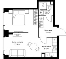 Планировка однокомнатной(квартира) площадью 40.23 квадратных метров в “Мультиквартал СИТИДЗЕН”