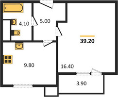 Планировка однокомнатной(квартира) площадью 38.7 квадратных метров в “ЖК Парк Легенд 2”