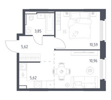 Планировка однокомнатной(квартира) площадью 36.64 квадратных метров в “ЖК Квартал Строгино”