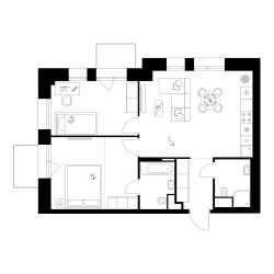 Планировка двухкомнатной(квартира) площадью 62.7 квадратных метров в ЖК “ЖК Онежский вал”