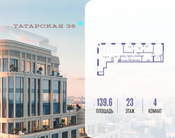 Планировка 4+ комнатной(квартира) площадью 139.6 квадратных метров в “ЖК Татарская 35”