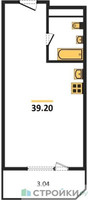 Планировка однокомнатной(квартира) площадью 39.2 квадратных метров в “ЖК Одинбург”