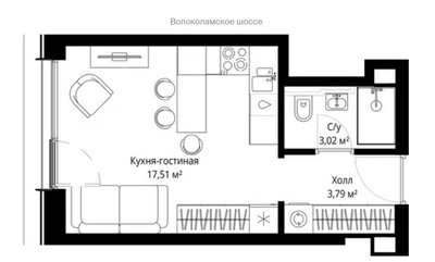 Планировка однокомнатной(квартира) площадью 37.85 квадратных метров в ЖК “ЖК City bay (Сити Бэй)”