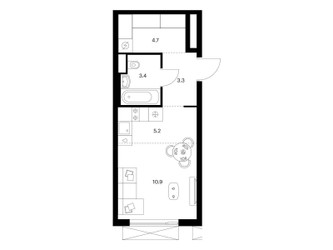 Планировка студии(квартира) площадью 27.5 квадратных метров в ЖК “ЖК Мичуринский Парк”