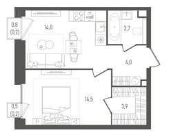 Планировка однокомнатной(квартира) площадью 41.3 квадратных метров в “ЖК Pave (Пэйв)”